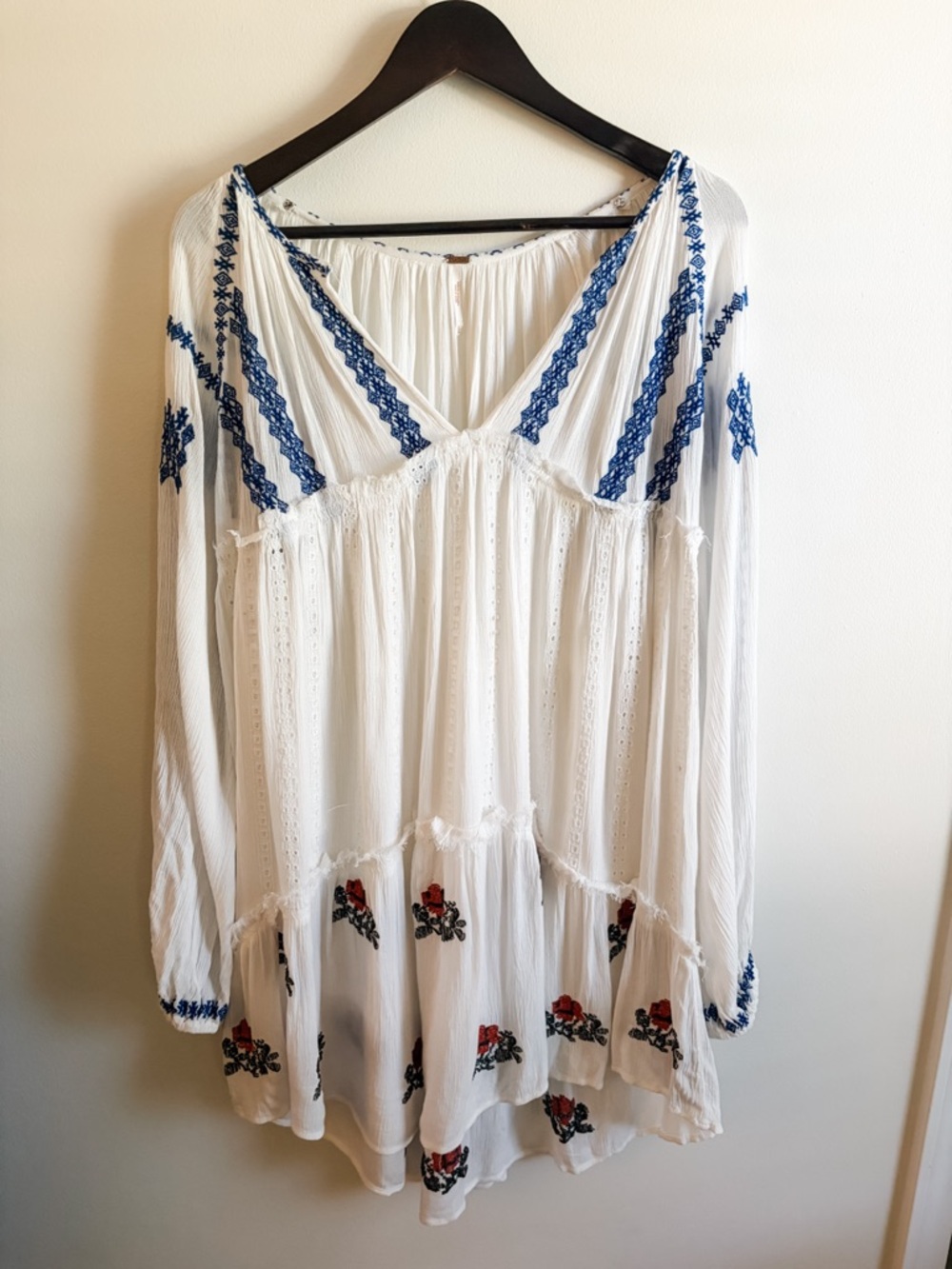 Free People Wild Horses Boho White Embroidered Mini Dress - Picture 10 of 16